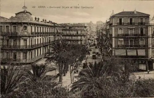 Ak Oran Algerien, Boulevard Seguin, Hotel Continental
