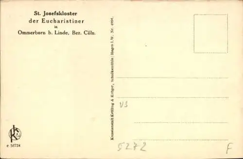 Ak Ommerborn Wipperfürth Bergisches Land, St. Josefskloster, Gesamtansicht