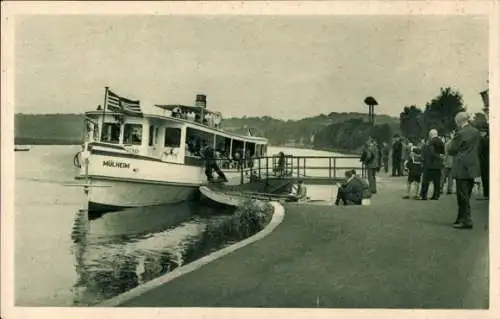 Ak Mülheim an der Ruhr, Ruhrboot an der Hahnenfähre