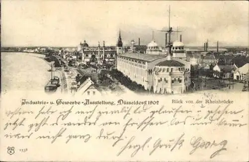 Ak Düsseldorf am Rhein, Industrie und Gewerbeausstellung 1902, Blick von Rheinbrücke