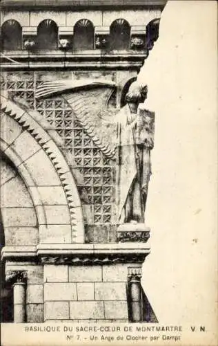 Ak Paris XVIII. Montmartre, Basilika Sacre Coeur, Ein Engel des Glockenturms von Dampt