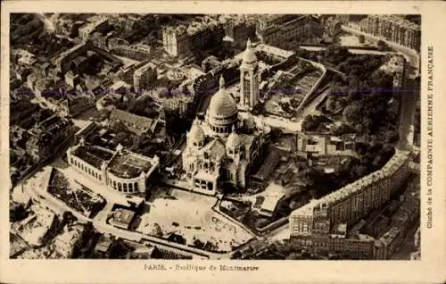Ak Paris XVIII Montmartre, Basilika, Fliegeraufnahme der Basilika