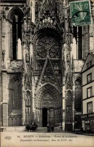 Ak Rouen Seine Maritime, Kathedrale, Portal