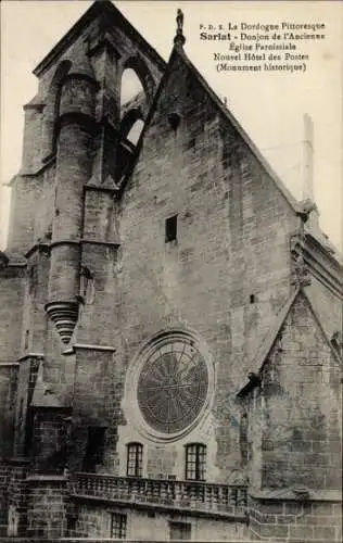 Ak Sarlat la Canéda Dordogne, Donjon de l'Ancienne, Kirche