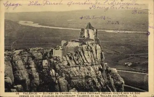 Ak Saint Peray Ardèche, Burg Crussol, Ruine, Rhônetal, Valence Drôme