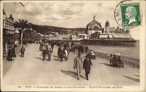 Ak Nice Nizza Alpes Maritimes, Promenade des Anglais, Jetee-Promenade, Spaziergänger