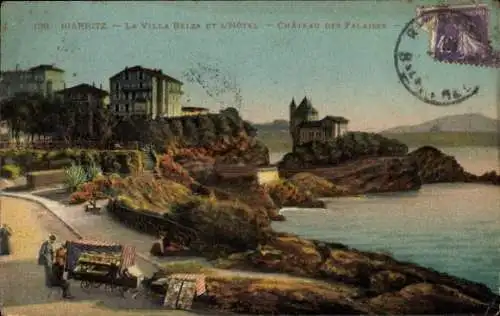 Ak Biarritz Pyrénées Atlantiques, Villa Belza, Hotel, Chateau des Falaises