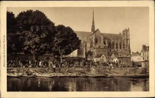 Ak Amiens Somme, Marche sur l'Eau, Kathedrale, Boote