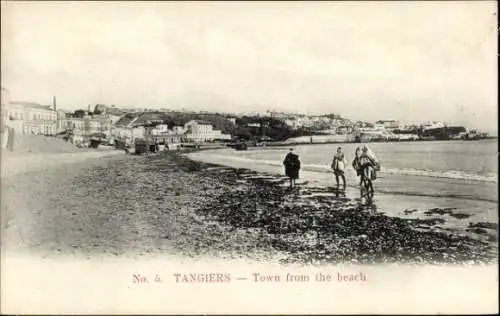 Ak Tangiers Tanger Marokko, Stadt vom Strand aus gesehen