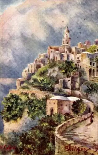 Künstler Ak Positano Campania Italien, Teilansicht