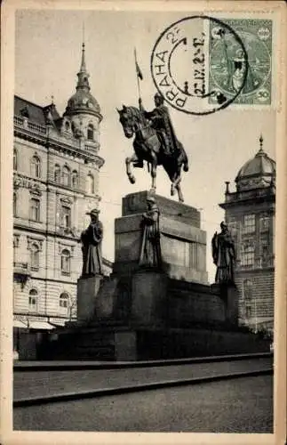 Ak Praha Prag Tschechien, St. Wenzels-Denkmal