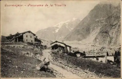 Ak Courmayeur Val D'Aosta Italien, Panorama von Visaille