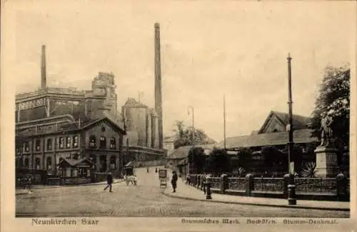 Ak Neunkirchen im Saarland, Stummsches Werk, Hochöfen, Stumm-Denkmal