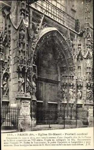 Ak Paris IV, Kirche St. Merri, Portal