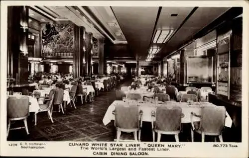 Ak Cunard White Star Liner Queen Mary, Kabinen-Esszimmer-Salon