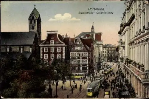 Ak Dortmund, Brückstraße Ostenhellweg, Straßenbahn