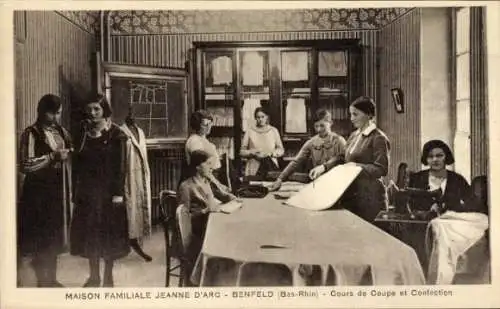 Ak Benfeld Elsass Bas Rhin, Maison Familiale Jeanne d'Arc, Schneiderei-Kursus