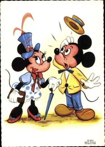 Künstler Ak Walt Disney, Micky Maus, Minnie