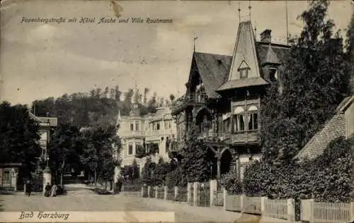 Ak Bad Harzburg in Niedersachsen, Papenbergstraße mit Hotel Asche und Villa Rautmann