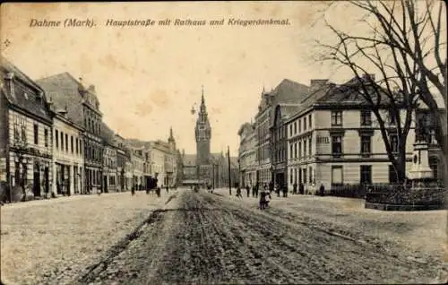 Ak Dahme in der Mark, Hauptstraße, Rathaus, Kriegerdenkmal, Hotel