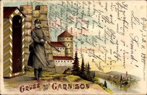 Litho Garnison, Soldat hält Wache, Wachposten