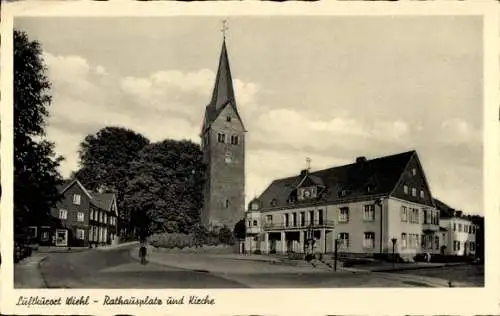 Ak Wiehl im Oberbergischen Kreis, Rathausplatz, Kirche