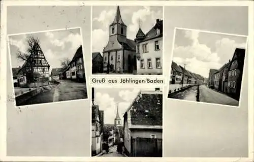 Ak Jöhlingen Walzbachtal in Baden, Kirche, Fluss