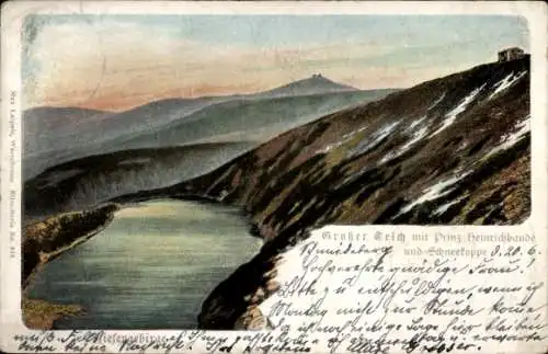Ak Karpacz Krummhübel Riesengebirge Schlesien, Prinz Heinrich Baude, großer Teich