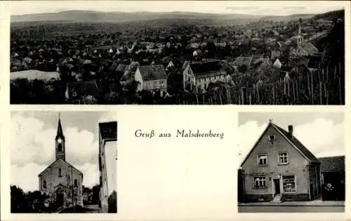 Ak Malschenberg Rauenberg Rhein-Neckar-Kreis, Gesamtansicht, Gasthaus zum Grünen Hof