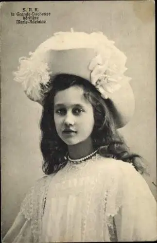 Ak Erbgroßherzogin Maria-Adelheid, Portrait, Hut