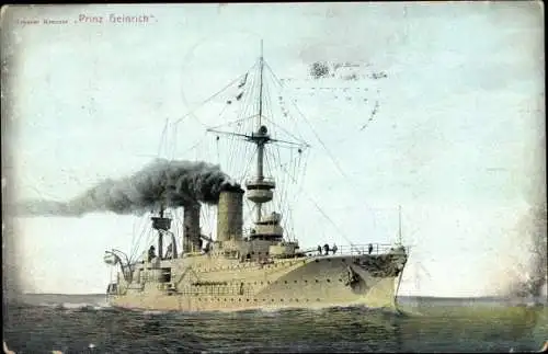 Ak Deutsches Kriegsschiff, SMS Prinz Heinrich, Großer Kreuzer, Kaiserliche Marine