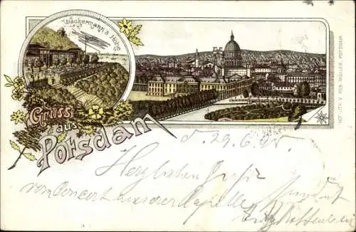 Litho Potsdam in Brandenburg, Blick auf den Ort, Wackermann's Höhe