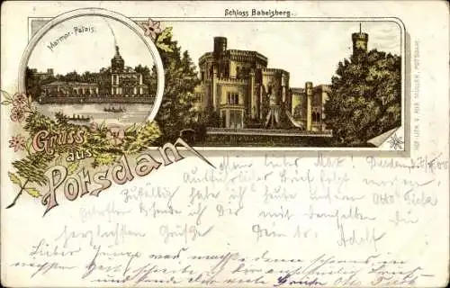 Litho Potsdam in Brandenburg, Schloss Babelsberg, Marmorpalais