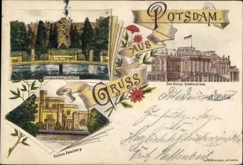Litho Potsdam in Brandenburg, Stadtschloss, Sanssouci, Schloss Babelsberg