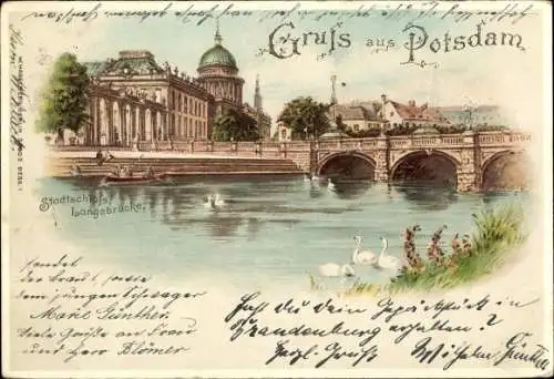 Litho Potsdam in Brandenburg, Stadtschloss, Lange Brücke