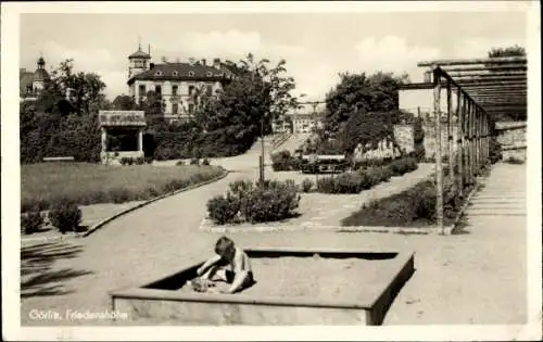 Ak Görlitz in der Lausitz, Friedenshöhe, spielendes Kind, Sandkasten