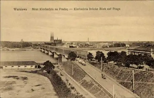 Ak Warszawa Warschau Polen, Kierbedzia-Brücke, Praga