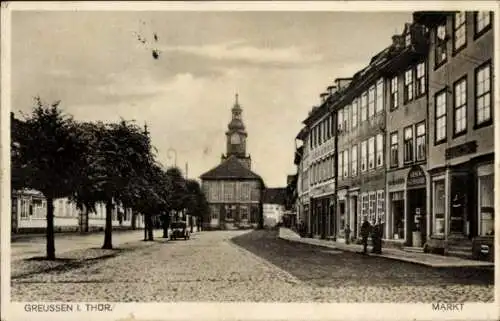 Ak Greußen in Thüringen, Markt, Rathaus, Geschäfte