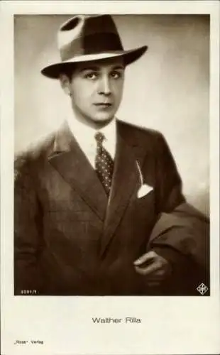 Ak Schauspieler Walther Rilla, Portrait mit Hut, Ross Verlag Nr. 3291/1