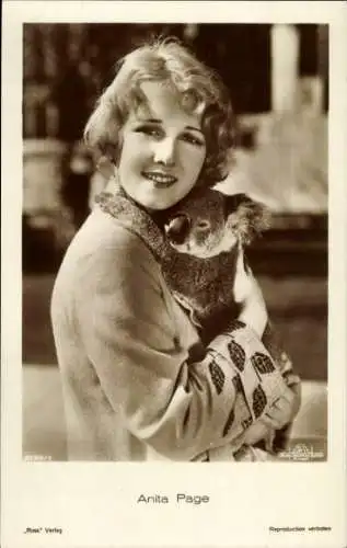 Ak Schauspielerin Anita Page, Portrait, Koalabär