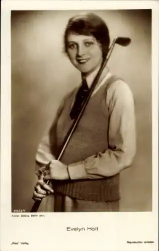 Ak Schauspielerin Evelyn Holt, Portrait, Golfschläger