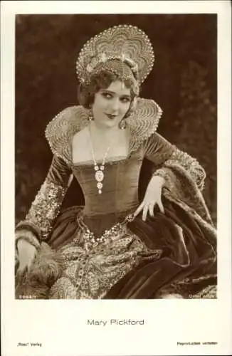 Ak Schauspielerin Mary Pickford, Portrait, Kopfbedeckung