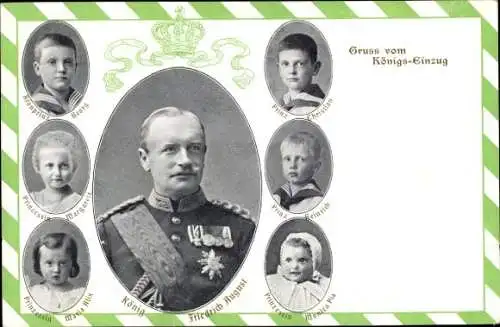 Ak König Friedrich August III. von Sachsen und seine Kinder, Kronprinz Georg, Prinz Christian