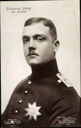 Ak Kronprinz Georg von Sachsen, Portrait, Uniform, Orden