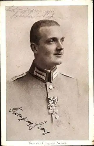 Ak Kronprinz Georg von Sachsen, Portrait, Uniform, Orden