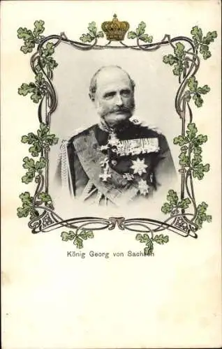 Passepartout Ak König Georg von Sachsen, Portrait in Uniform, Orden