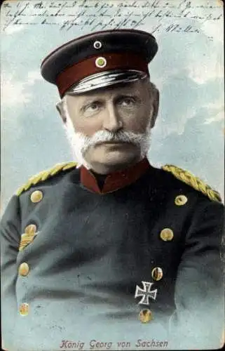 Ak König Georg von Sachsen, Portrait, Uniform, Schirmmütze