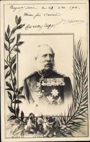 Passepartout Ak König Albert von Sachsen, Portrait, Uniform, Orden