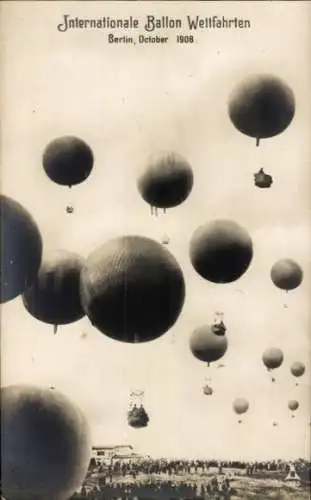 Ak Internationale Ballon Wettfahrten Berlin 1908, Ballons, Zuschauer, PH 530