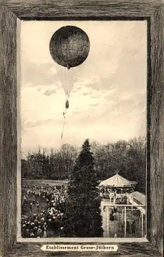 Passepartout Ak Hamburg Wandsbek, Etablissement Groß Jüthorn, Ballon über dem Garten